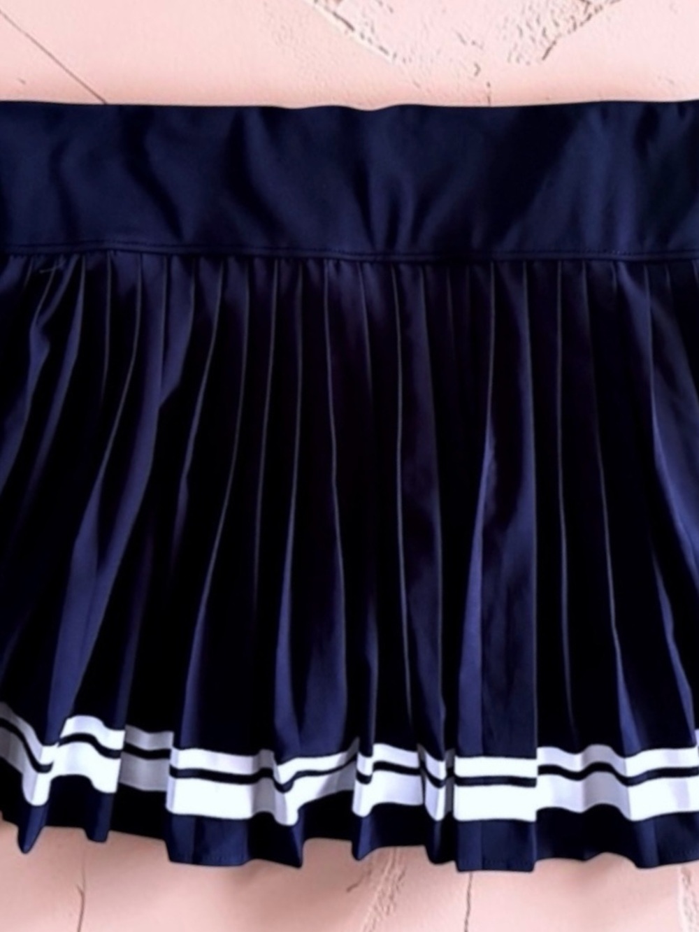 Sincerely Jules Navy Pleated Skirt Varsity Stripes & Built‑In Shorts Women’s M - Picture 3 of 8